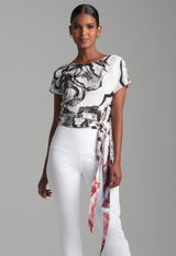 Colette Reversible Silk Wrap Top in Rose Rouge and Noir