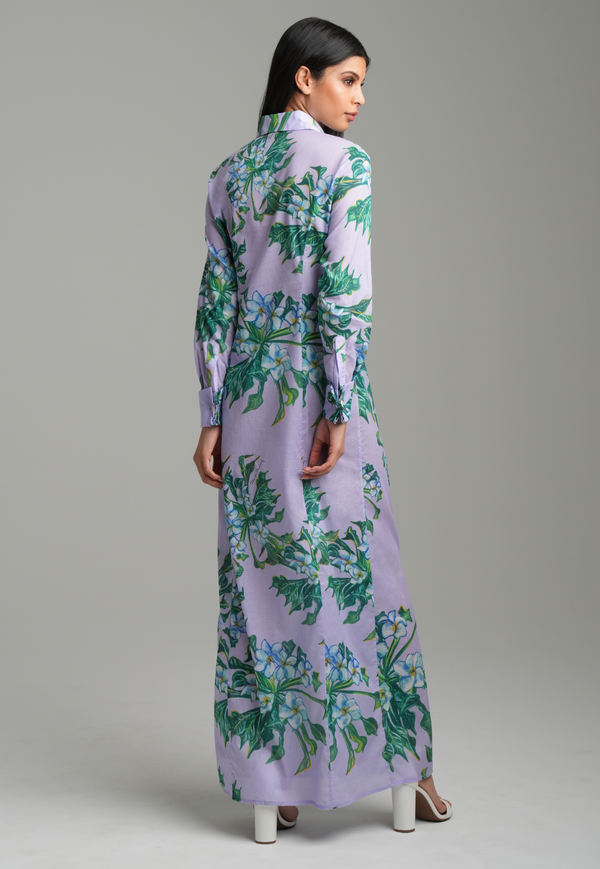 Kathe Cotton Dress in Lavender Mock Coffee
