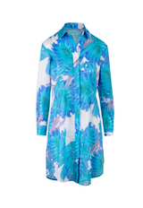 Fiona Cotton Shirtdress in Indigo Palm