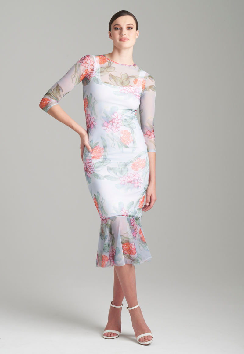 Sophie Sheer Mesh Dress in Eden