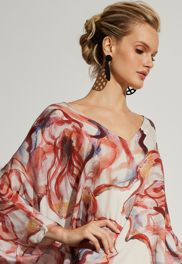 Kiki Silk Kaftan in Rose Rouge