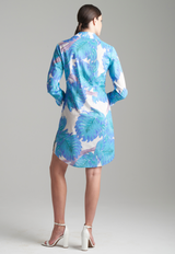 Fiona Cotton Shirtdress in Indigo Palm