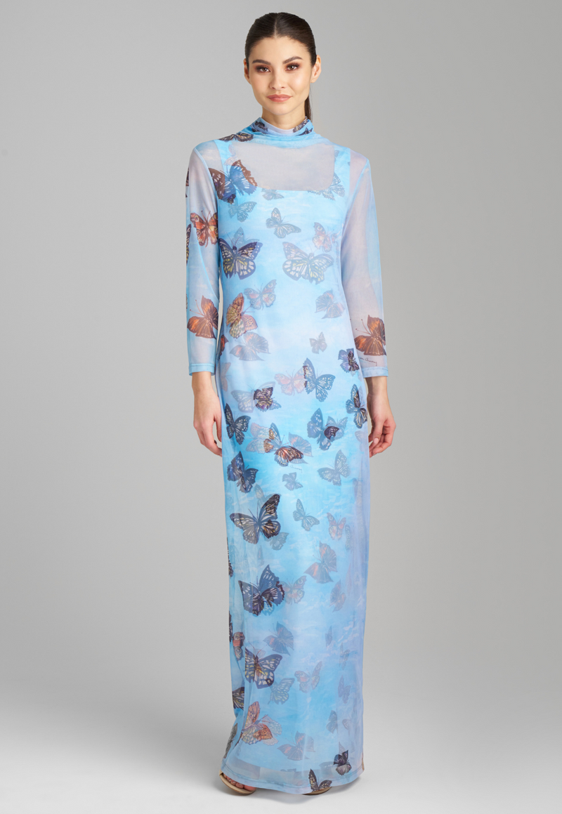 Aurora Mesh T-shirt Dress in Papillon