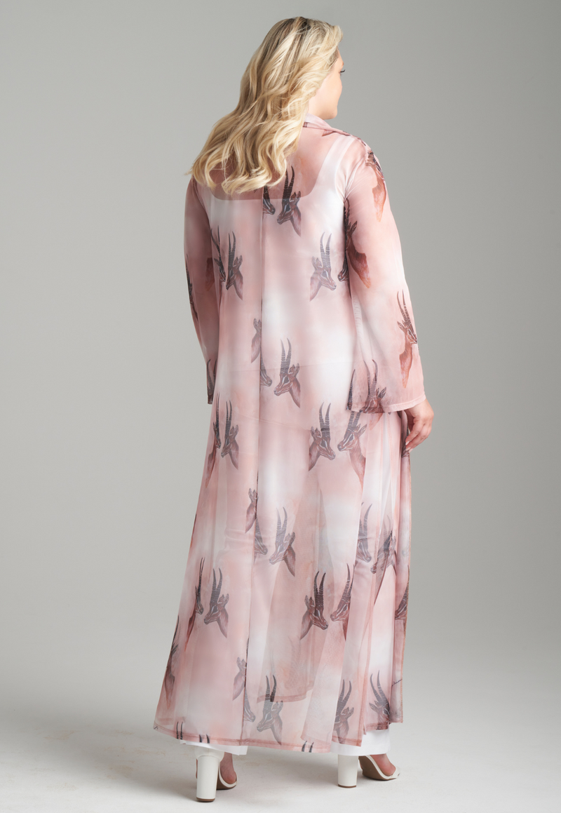 Serena Sheer Mesh Duster in Horn