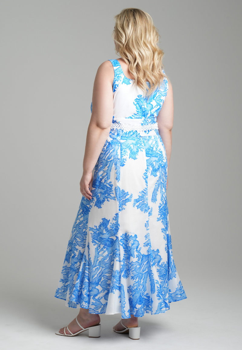Crawford Cotton Skirt in Blue Coral