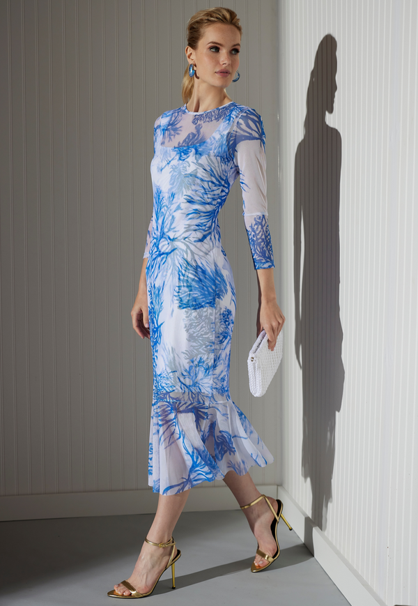 Sophia Mini Sheer Dress in Toile de Reef