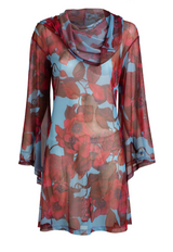 Karla Sheer Mini Hoodie in Raspberry Grandiflora