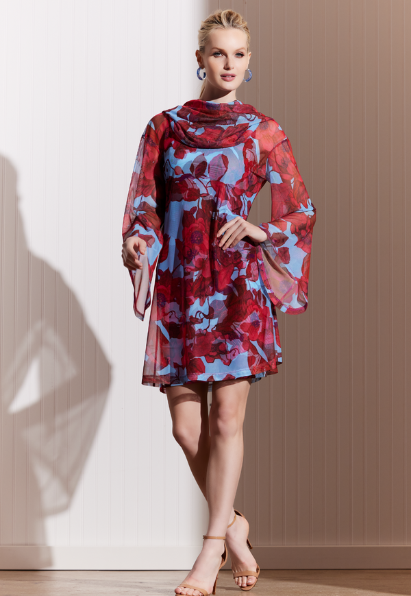 Karla Sheer Mini Hoodie in Raspberry Grandiflora