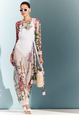 Loren Sheer Wrap Dress in Foxgloves
