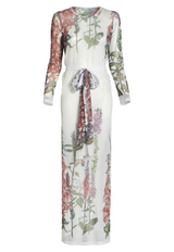 Loren Sheer Wrap Dress in Foxgloves