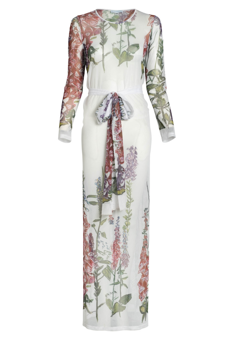 Loren Sheer Wrap Dress in Foxgloves
